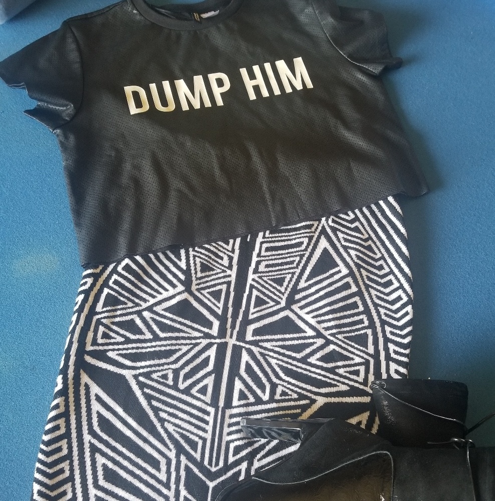 Divided Faux Leather half top